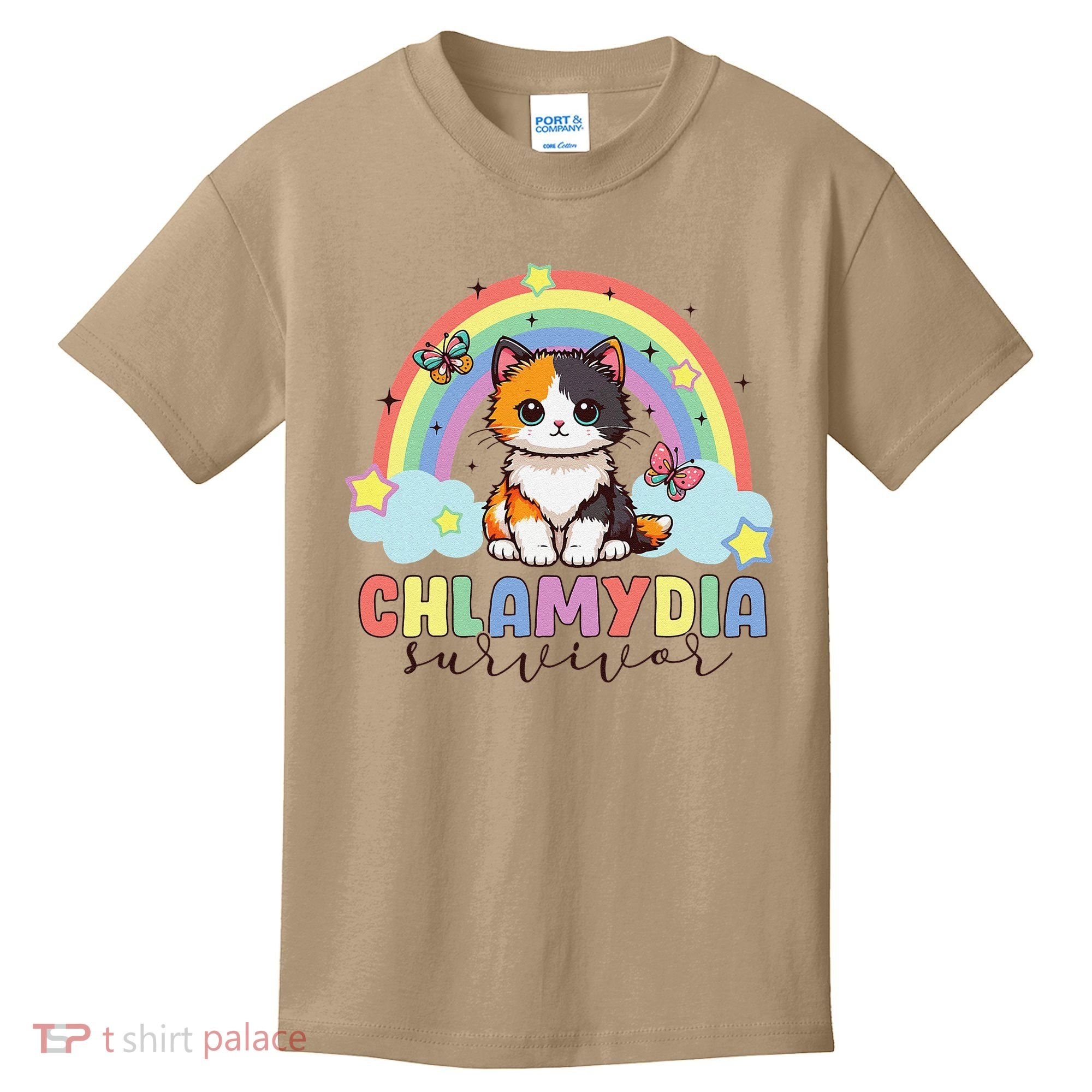 Chlamydia Survivor Rainbow Funny Humor Cat Specific Meme Kids T-Shirt