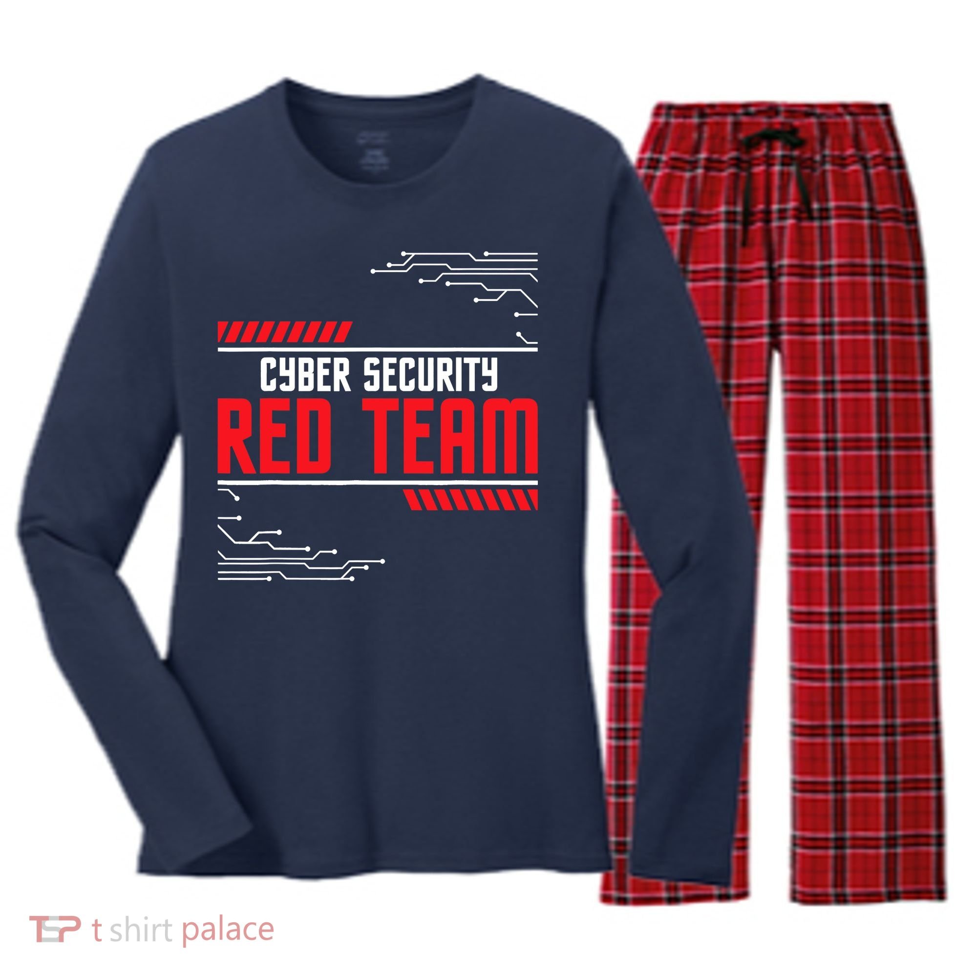 Cyber Security Red Team Computer Engineer Hacker Hacking Women's Long Sleeve Flannel Pajama Set 