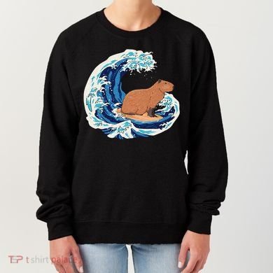 Capybara Surfing Rodent Wave Humor Animal Women's Sweatshirt