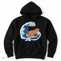 Capybara Surfing Rodent Wave Humor Animal Hoodie thumb 0