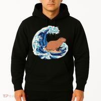 Capybara Surfing Rodent Wave Humor Animal Hoodie thumb 2