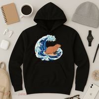 Capybara Surfing Rodent Wave Humor Animal Hoodie thumb 3