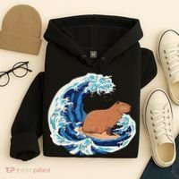 Capybara Surfing Rodent Wave Humor Animal Hoodie thumb 4