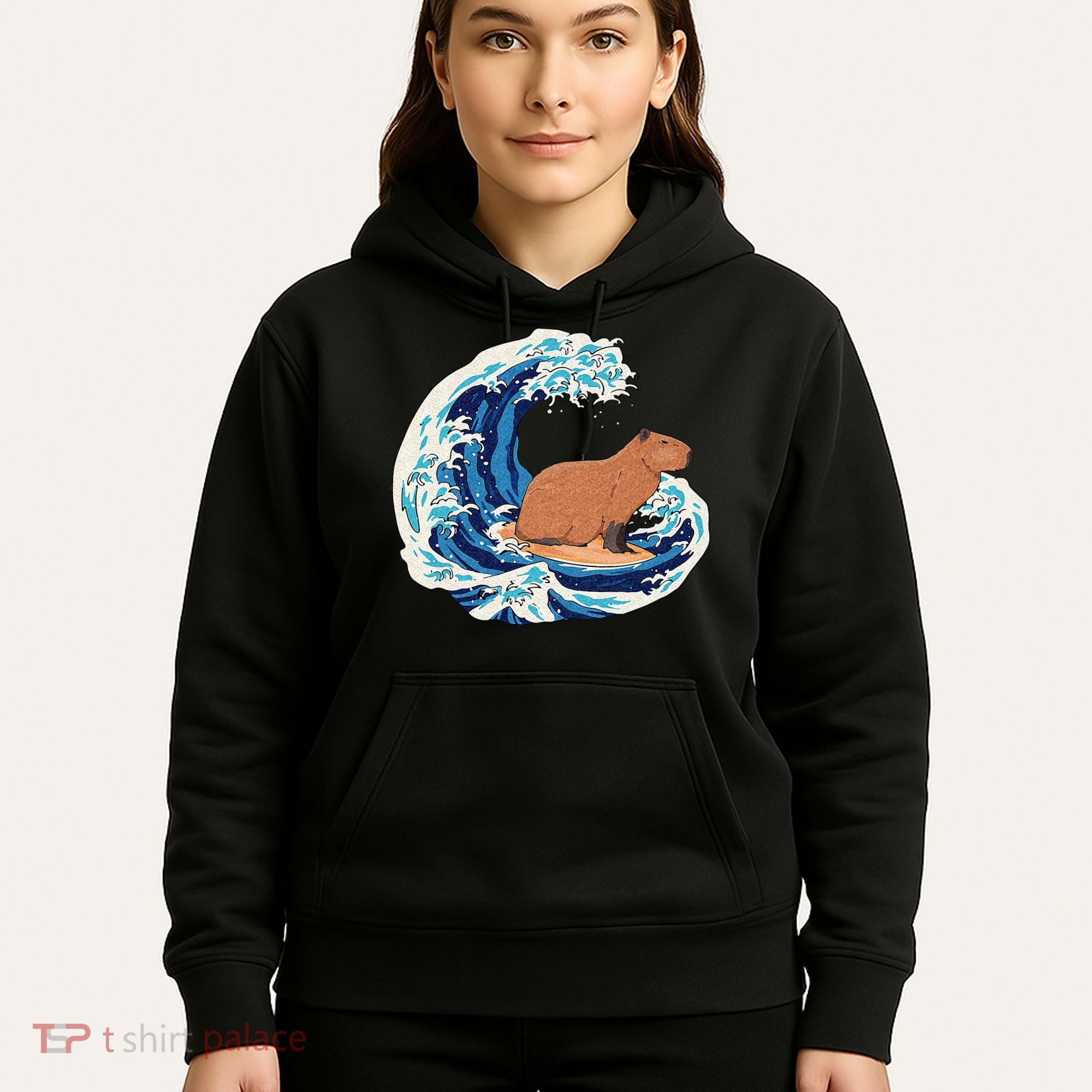 Capybara Surfing Rodent Wave Humor Animal Hoodie