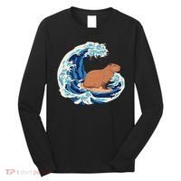 Capybara Surfing Rodent Wave Humor Animal Long Sleeve Shirt thumb 0