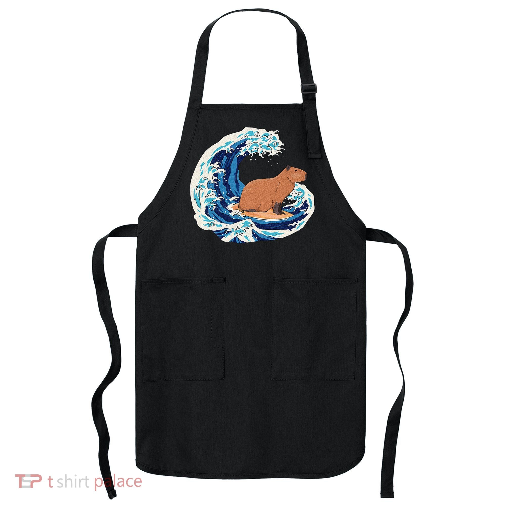Capybara Surfing Rodent Wave Humor Animal Apron