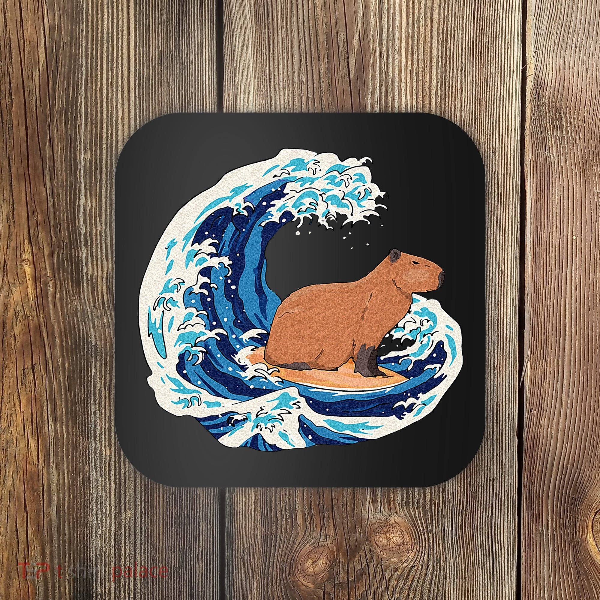 Capybara Surfing Rodent Wave Humor Animal Coaster