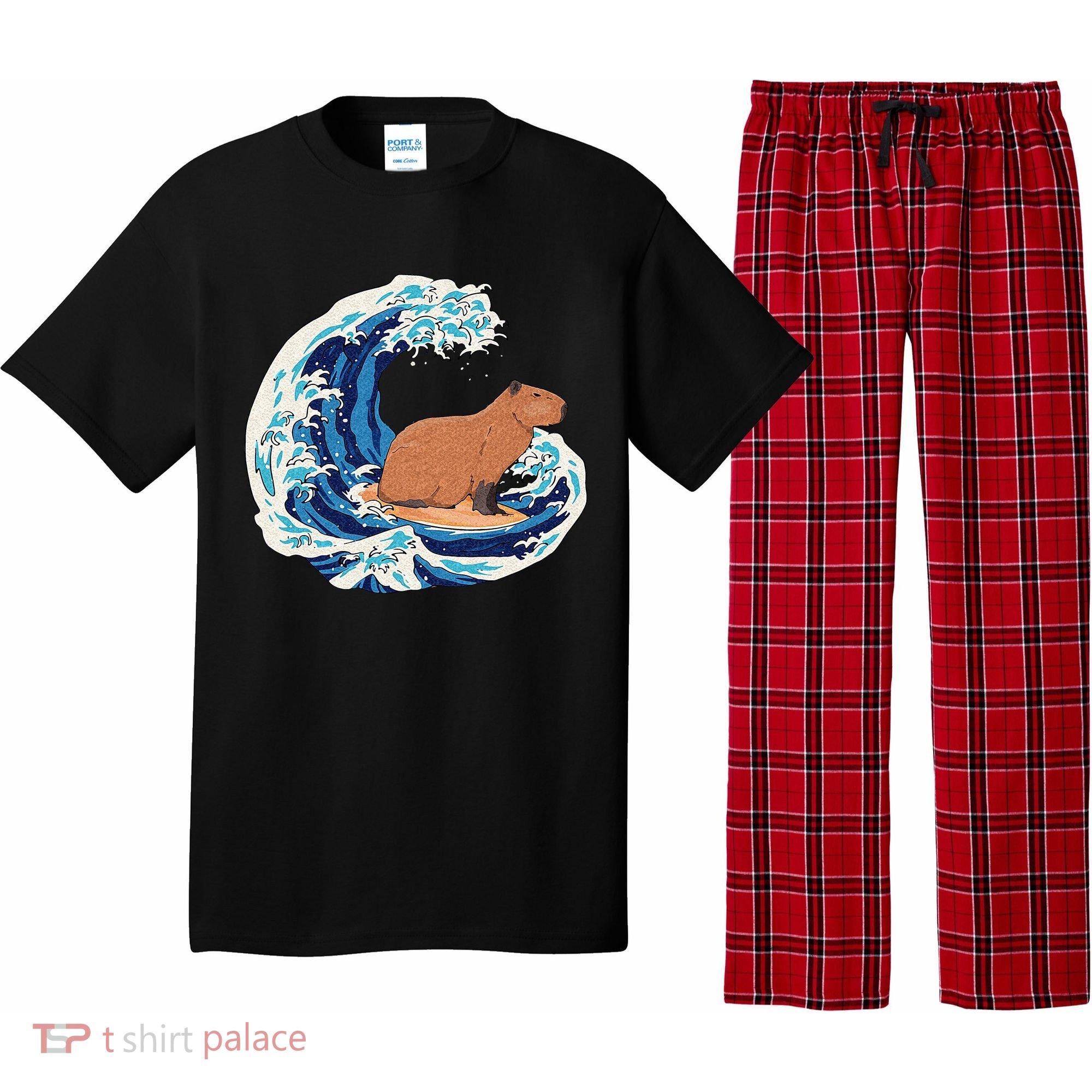 Capybara Surfing Rodent Wave Humor Animal Pajama Set
