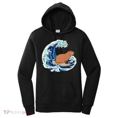 Capybara Surfing Rodent Wave Humor Animal Women's Hoodie