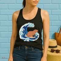 Capybara Surfing Rodent Wave Humor Animal Women's Tank Top thumb 2