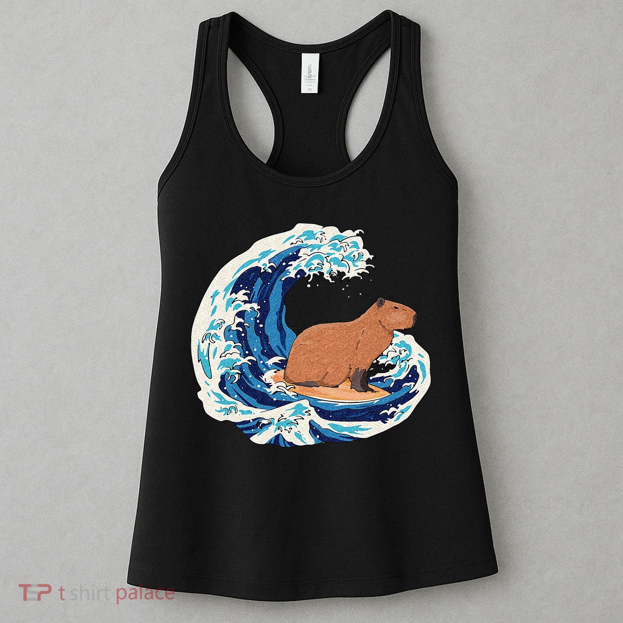 Capybara Surfing Rodent Wave Humor Animal Women's Tank Top