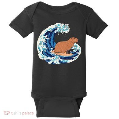 Capybara Surfing Rodent Wave Humor Animal Baby Bodysuit