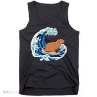 Capybara Surfing Rodent Wave Humor Animal Tank Top thumb 0