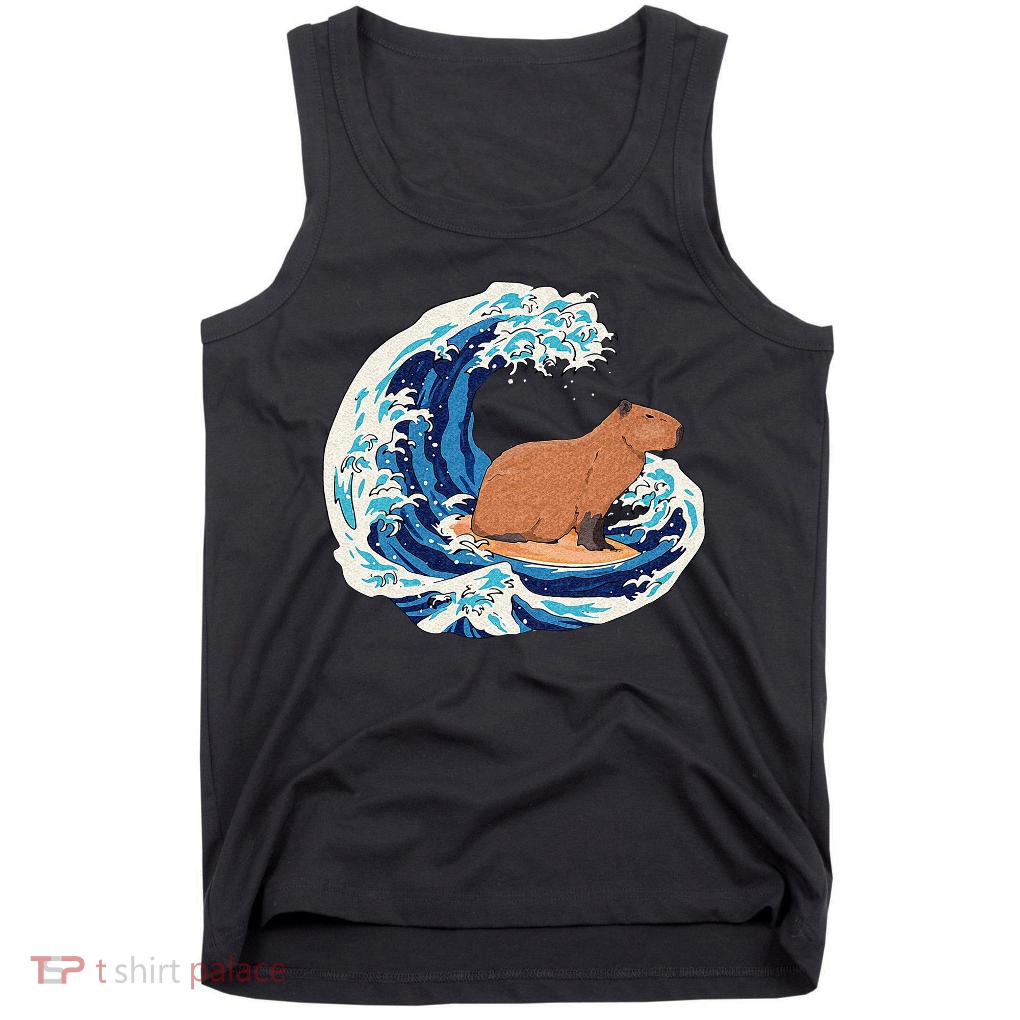 Capybara Surfing Rodent Wave Humor Animal Tank Top