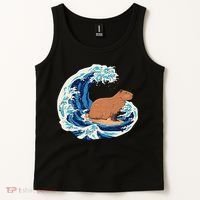 Capybara Surfing Rodent Wave Humor Animal Tank Top thumb 2