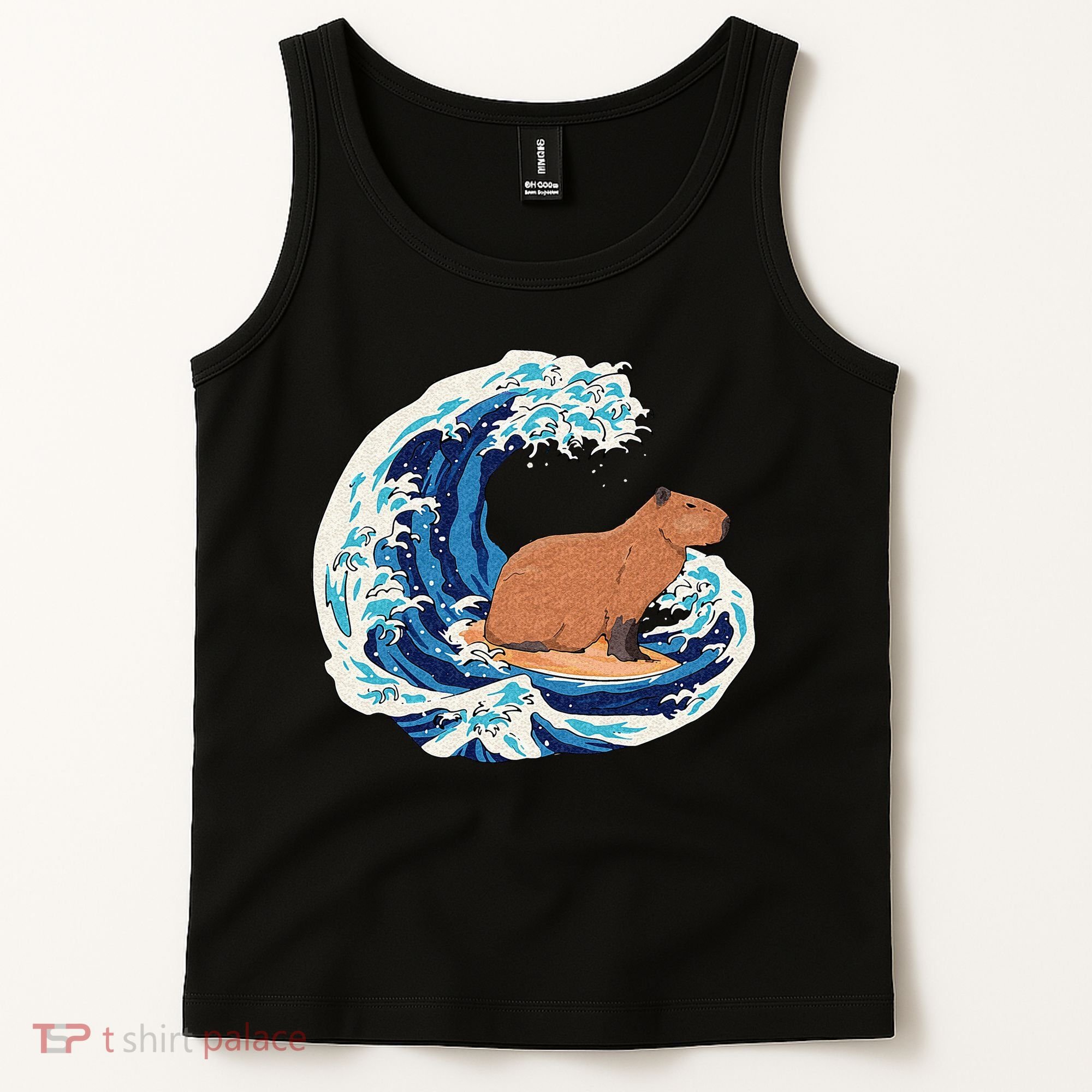 Capybara Surfing Rodent Wave Humor Animal Tank Top