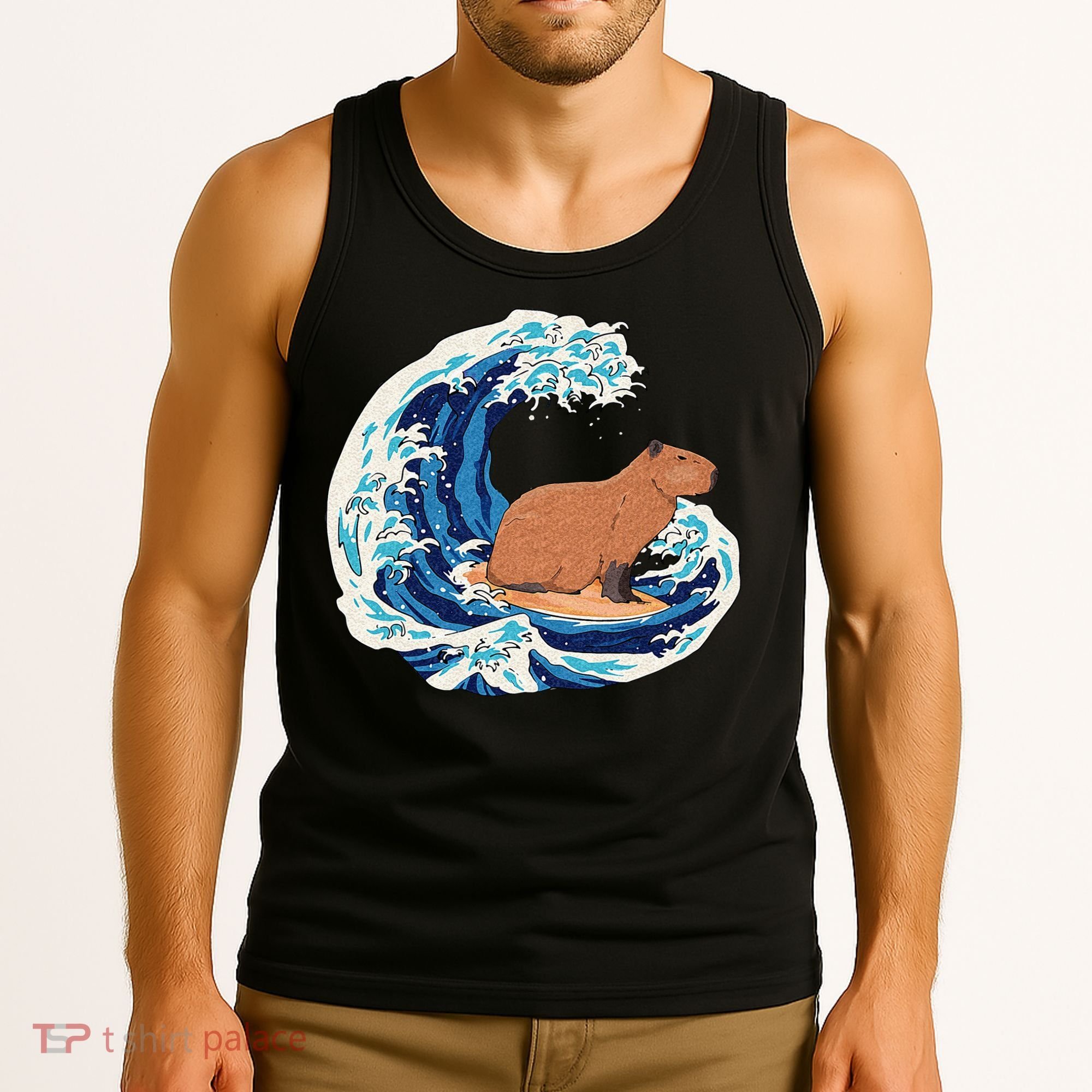 Capybara Surfing Rodent Wave Humor Animal Tank Top