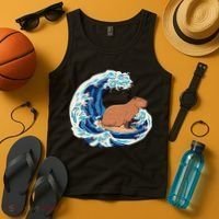 Capybara Surfing Rodent Wave Humor Animal Tank Top thumb 4
