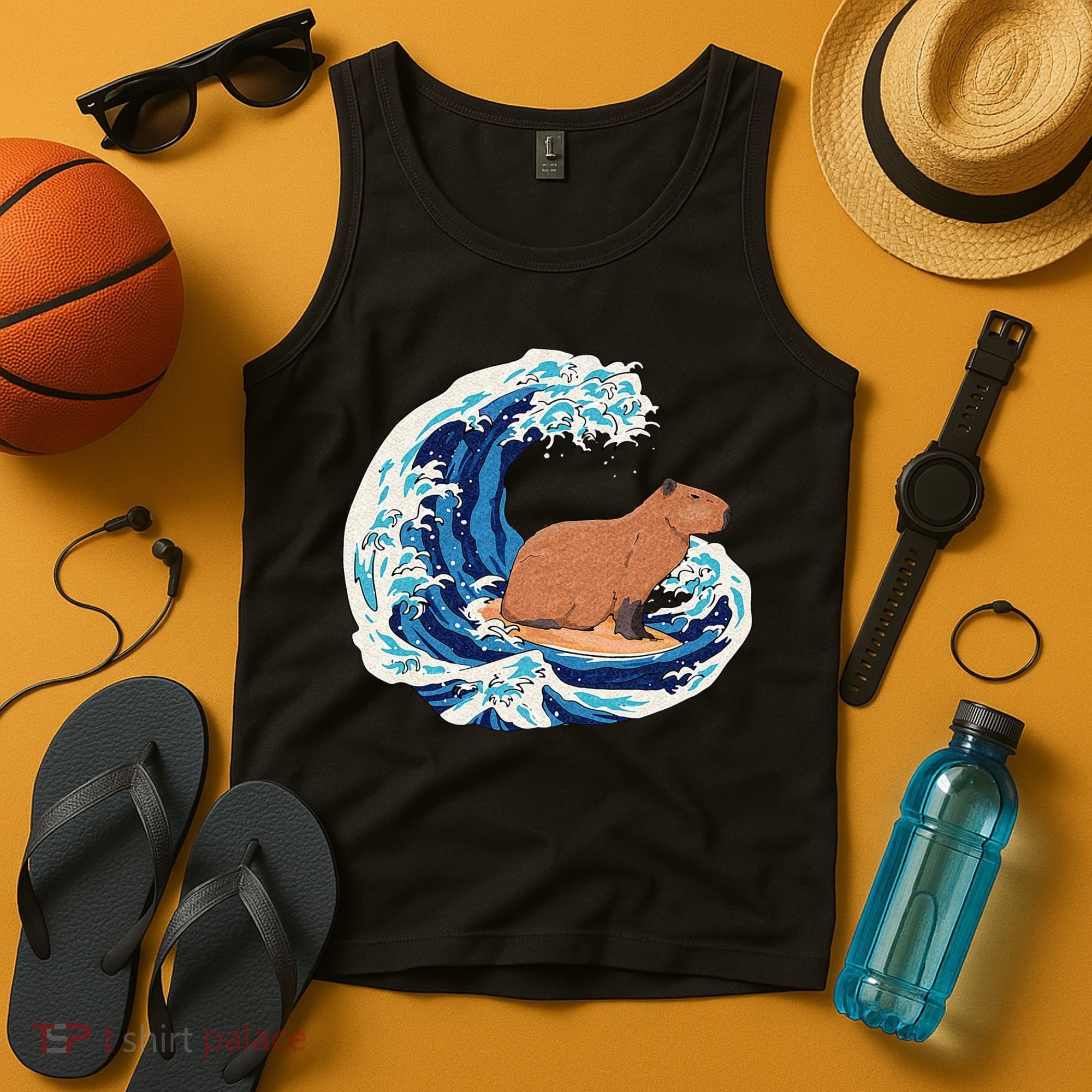 Capybara Surfing Rodent Wave Humor Animal Tank Top