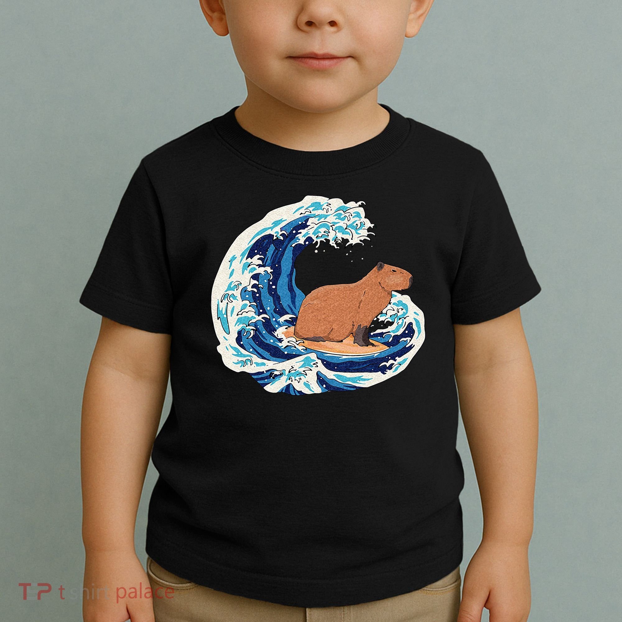 Capybara Surfing Rodent Wave Humor Animal Toddler T-Shirt