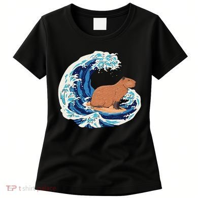 Capybara Surfing Rodent Wave Humor Animal Women's T-Shirt