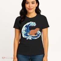Capybara Surfing Rodent Wave Humor Animal Women's T-Shirt thumb 4
