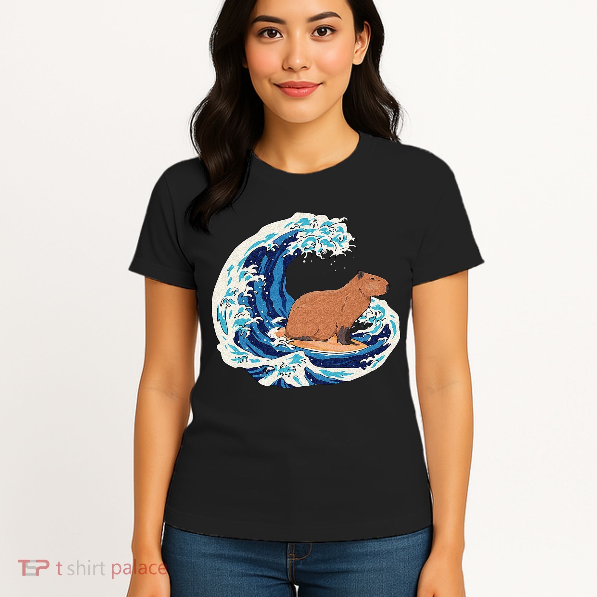 Capybara Surfing Rodent Wave Humor Animal Women's T-Shirt