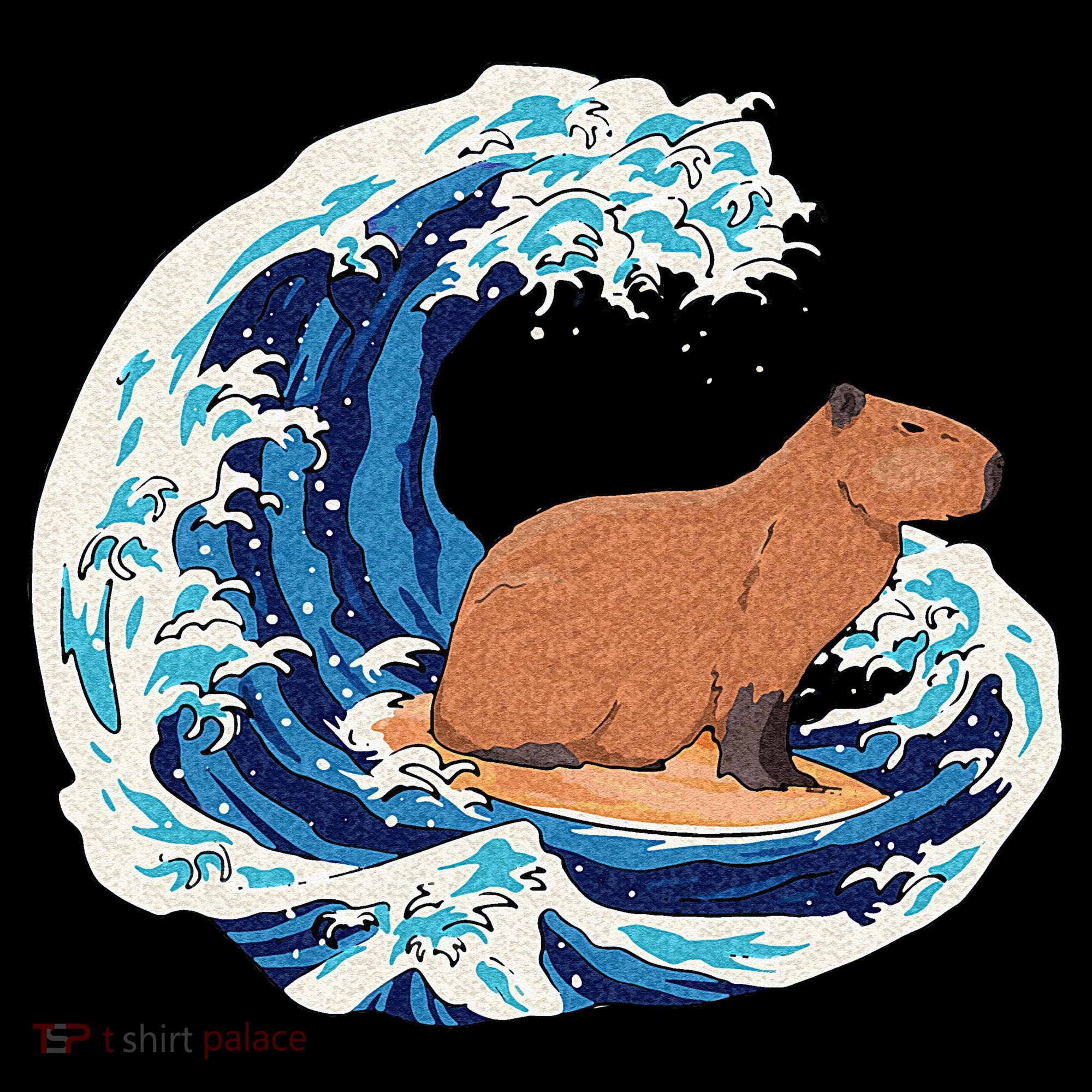 Capybara Surfing Rodent Wave Humor Animal Women's T-Shirt