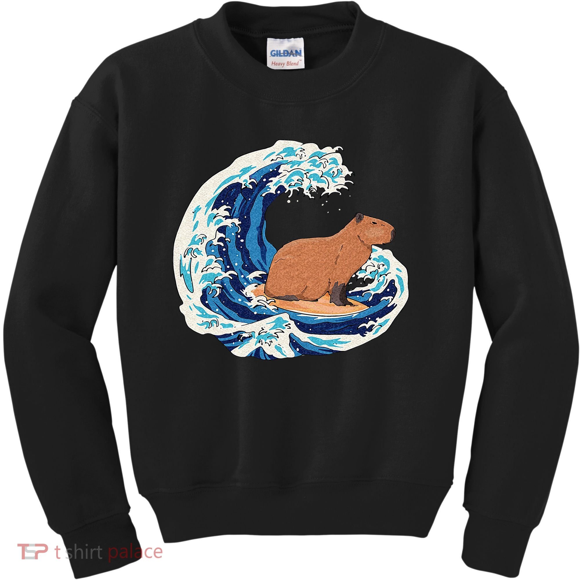 Capybara Surfing Rodent Wave Humor Animal Kids Sweatshirt