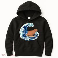 Capybara Surfing Rodent Wave Humor Animal Kids Hoodie thumb 0