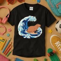 Capybara Surfing Rodent Wave Humor Animal Kids T-Shirt thumb 3
