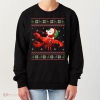 Christmas Santa Riding Lobster Funny Ugly Xmas Sweater Long Sleeve Women's Sweatshirt thumb 0