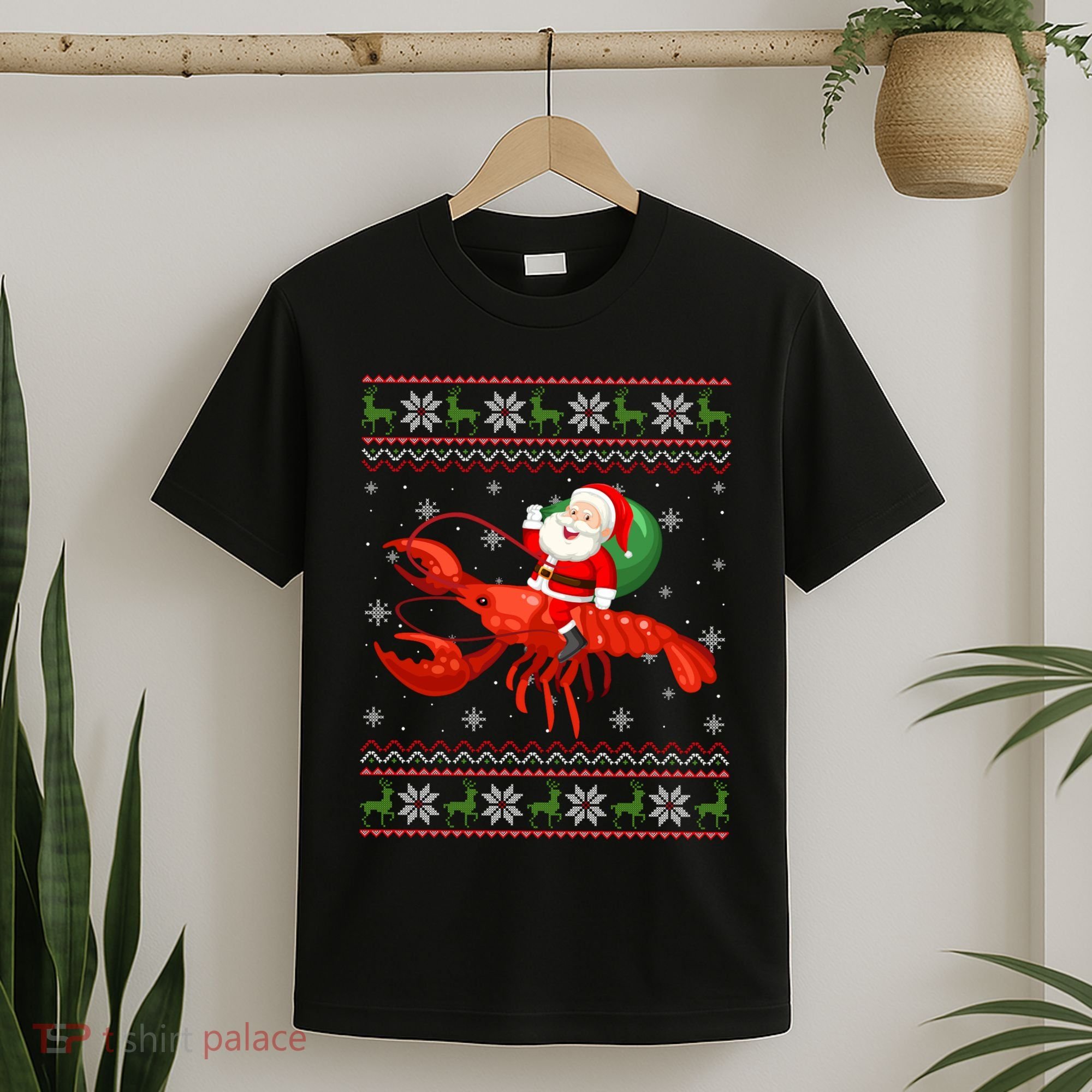 Christmas Santa Riding Lobster Funny Ugly Xmas Sweater Long Sleeve T-Shirt