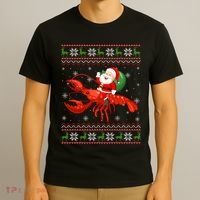 Christmas Santa Riding Lobster Funny Ugly Xmas Sweater Long Sleeve T-Shirt thumb 3