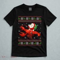 Christmas Santa Riding Lobster Funny Ugly Xmas Sweater Long Sleeve T-Shirt thumb 5