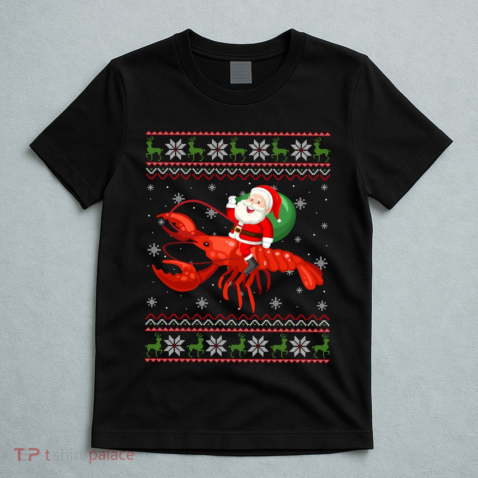 Christmas Santa Riding Lobster Funny Ugly Xmas Sweater Long Sleeve T-Shirt