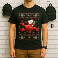 Christmas Santa Riding Lobster Funny Ugly Xmas Sweater Long Sleeve T-Shirt thumb 6
