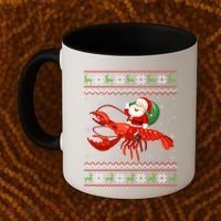 Christmas Santa Riding Lobster Funny Ugly Xmas Sweater Long Sleeve Coffee Mug thumb 2