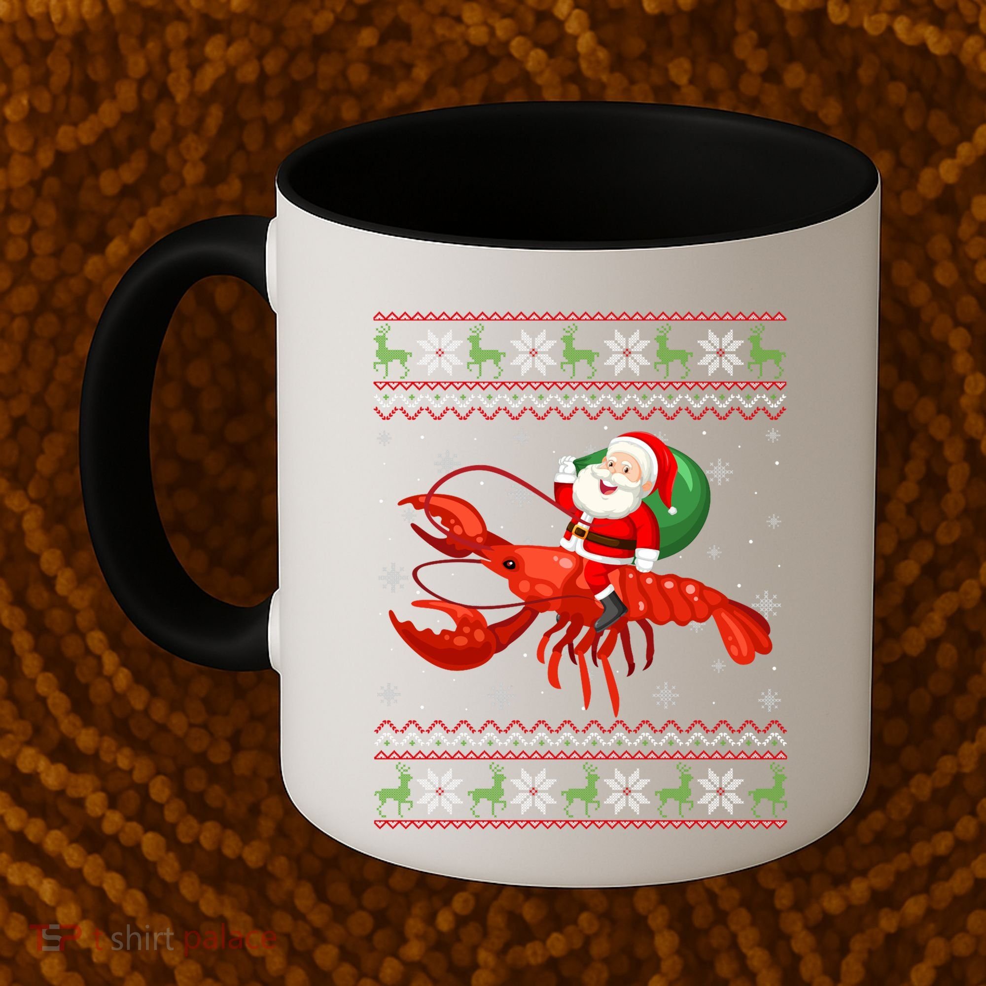 Christmas Santa Riding Lobster Funny Ugly Xmas Sweater Long Sleeve Coffee Mug