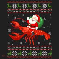 Christmas Santa Riding Lobster Funny Ugly Xmas Sweater Long Sleeve Beanie thumb 2