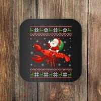 Christmas Santa Riding Lobster Funny Ugly Xmas Sweater Long Sleeve Coaster thumb 0