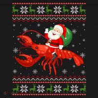 Christmas Santa Riding Lobster Funny Ugly Xmas Sweater Long Sleeve Women's Hoodie thumb 2