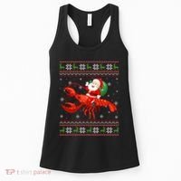 Christmas Santa Riding Lobster Funny Ugly Xmas Sweater Long Sleeve Women's Tank Top thumb 0