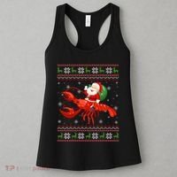 Christmas Santa Riding Lobster Funny Ugly Xmas Sweater Long Sleeve Women's Tank Top thumb 3