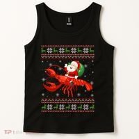 Christmas Santa Riding Lobster Funny Ugly Xmas Sweater Long Sleeve Tank Top thumb 2
