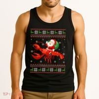 Christmas Santa Riding Lobster Funny Ugly Xmas Sweater Long Sleeve Tank Top thumb 3