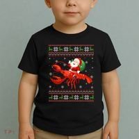 Christmas Santa Riding Lobster Funny Ugly Xmas Sweater Long Sleeve Toddler T-Shirt thumb 2
