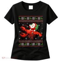 Christmas Santa Riding Lobster Funny Ugly Xmas Sweater Long Sleeve Women's T-Shirt thumb 0
