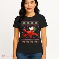 Christmas Santa Riding Lobster Funny Ugly Xmas Sweater Long Sleeve Women's T-Shirt thumb 4