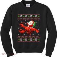 Christmas Santa Riding Lobster Funny Ugly Xmas Sweater Long Sleeve Kids Sweatshirt thumb 0